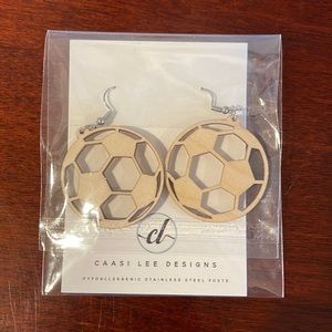 Brand New wooden Soccer Ball Earrings.